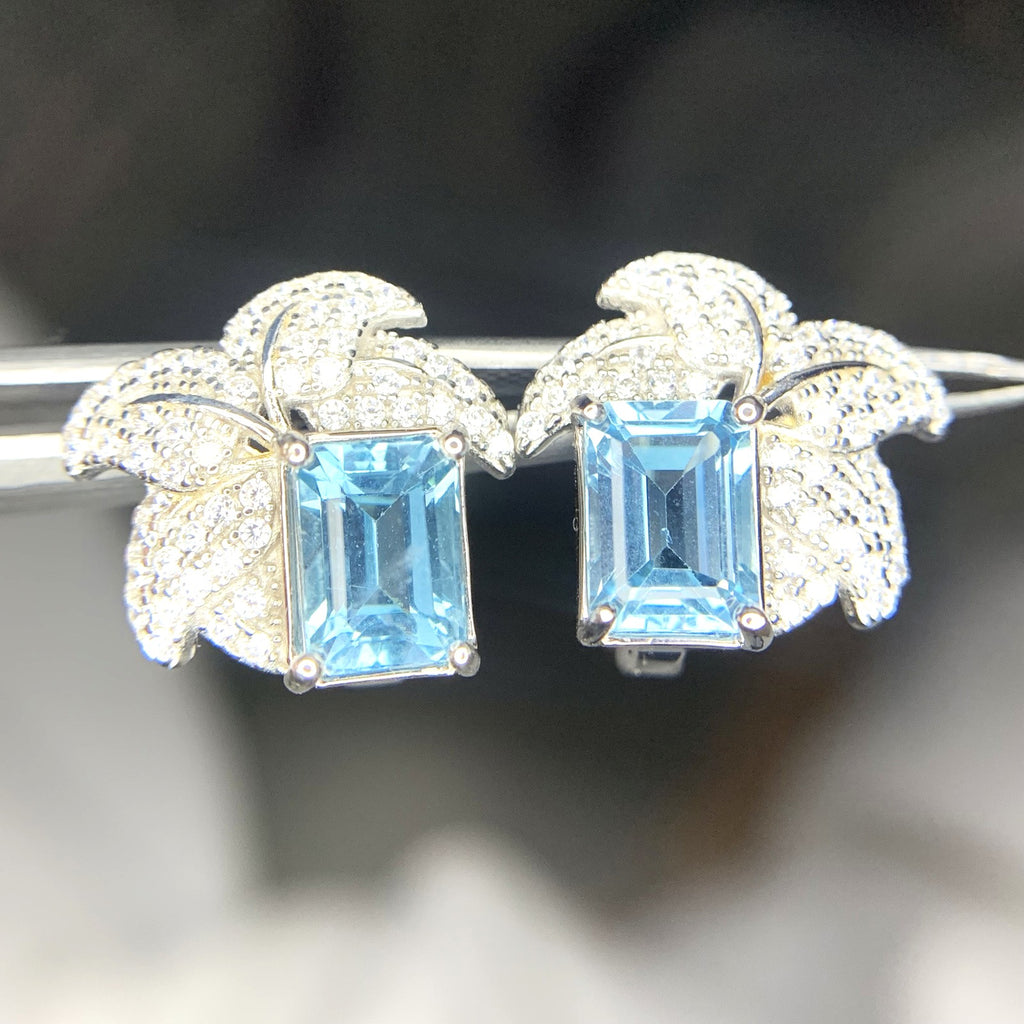 Boucles d'Oreilles - Topaze Naturel & Argent S925 Plaqué Rhodium