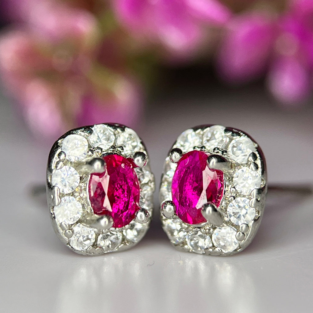 Boucles d'oreilles Rubis Éclatant - Rubis & Zirconium sur Argent Rhodié