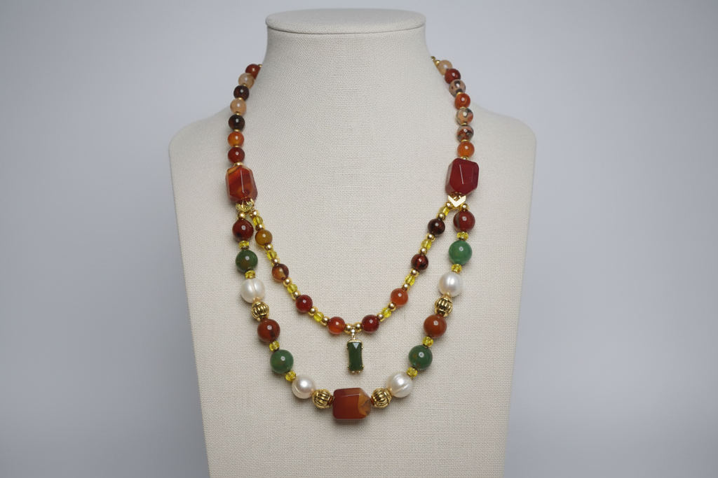 Riviera Glow Collier - Agate Naturelle & Plaqué Or 18K