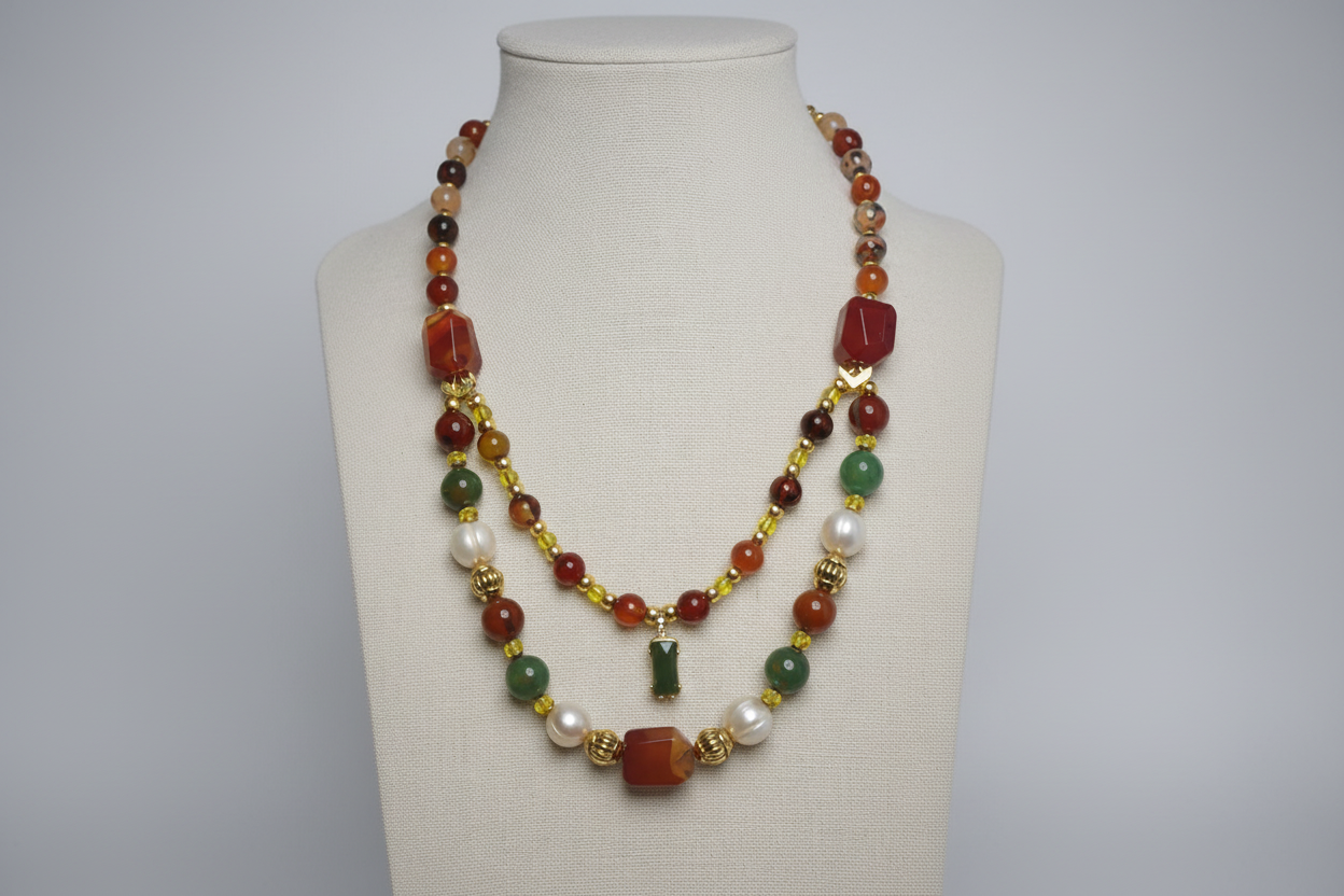 Riviera Glow Collier - Agate Naturelle & Plaqué Or 18K