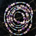 Sautoir "Sérénité Cristalline" - Aigue-marine, Améthyste & Quartz Rose