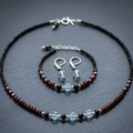 Ensemble - Topaze Bleu Clair, Grenat & Spinelle Noir - Argent 925