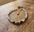 Bracelet "Éclat Nocturne" - Labradorite, Spinelle & Acier Inoxydable Plaqué Or