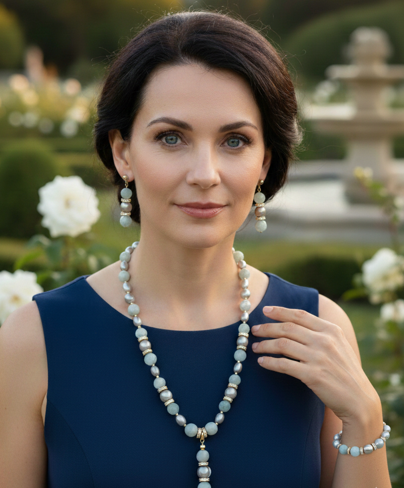 Ocean Serenity Parure - Aigue-Marine & Plaqué Or