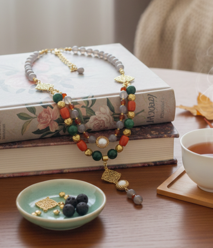 Bohemian Sparkle - Agate Naturelle & Finition Or Antique