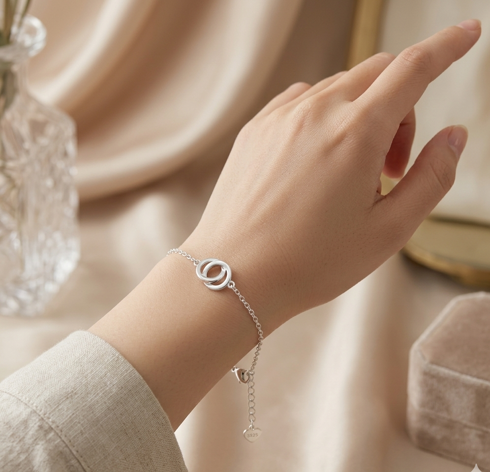 Bracelet Anneaux Entrelacés - Argent 925 Pur