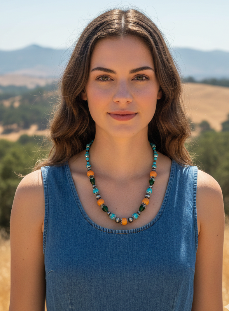 Magnifique collier Amérindien Spirit - Perles Navajo Argent et Bumblebee -Argent S925
