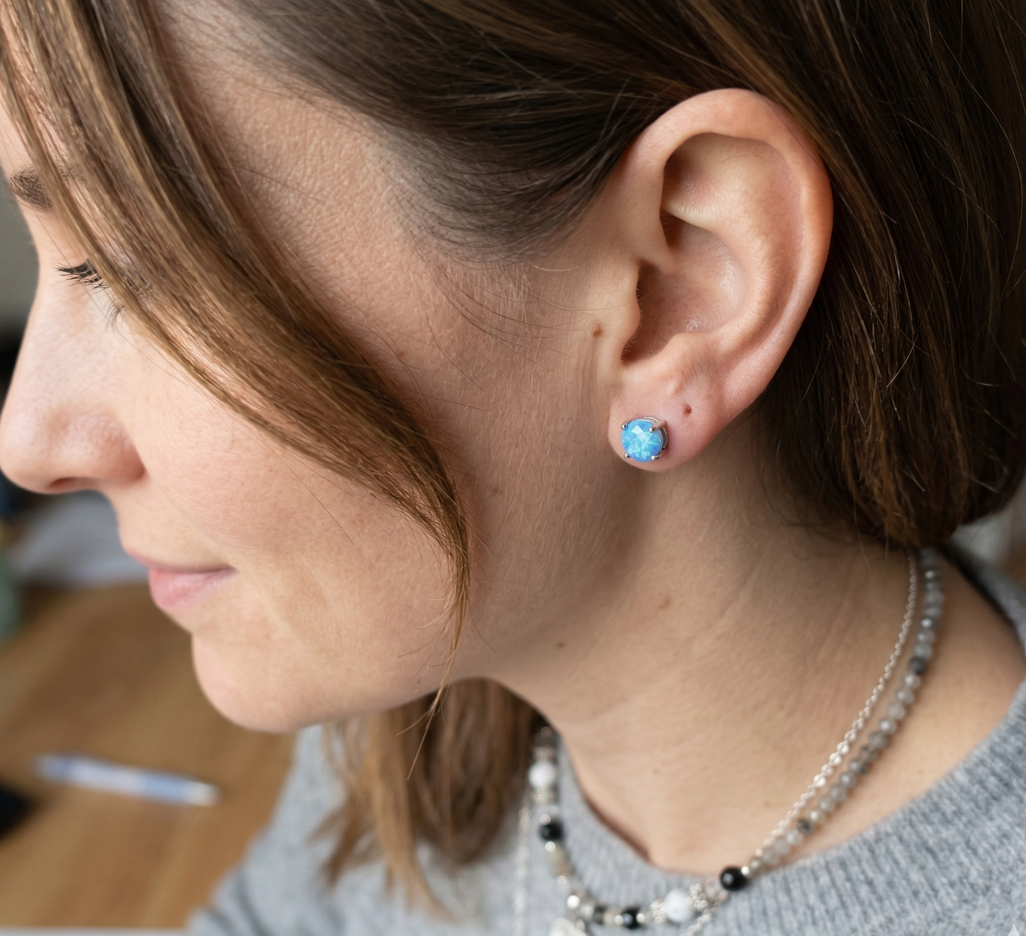 Boucles d'Oreilles Mystiques en Opale Bleue - Argent Fin 925