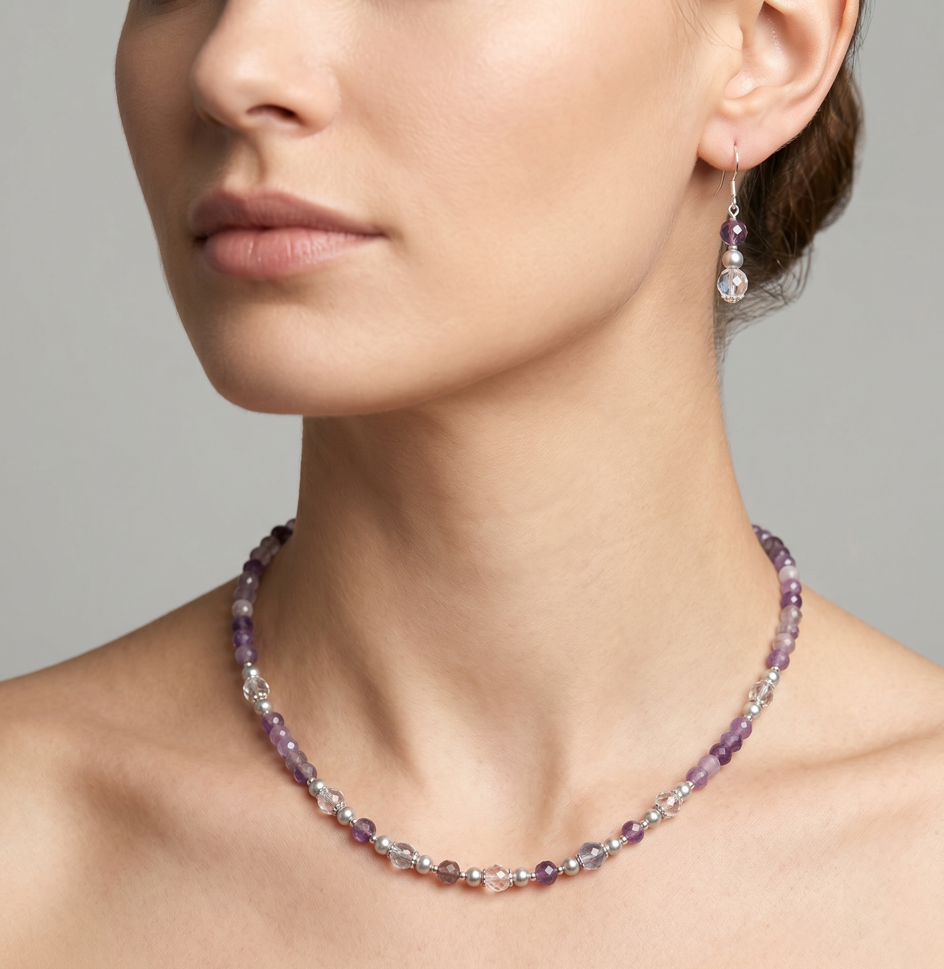 Ensemble ''Brume de Violette''- Améthyste & Topaze Blue - Argent S925