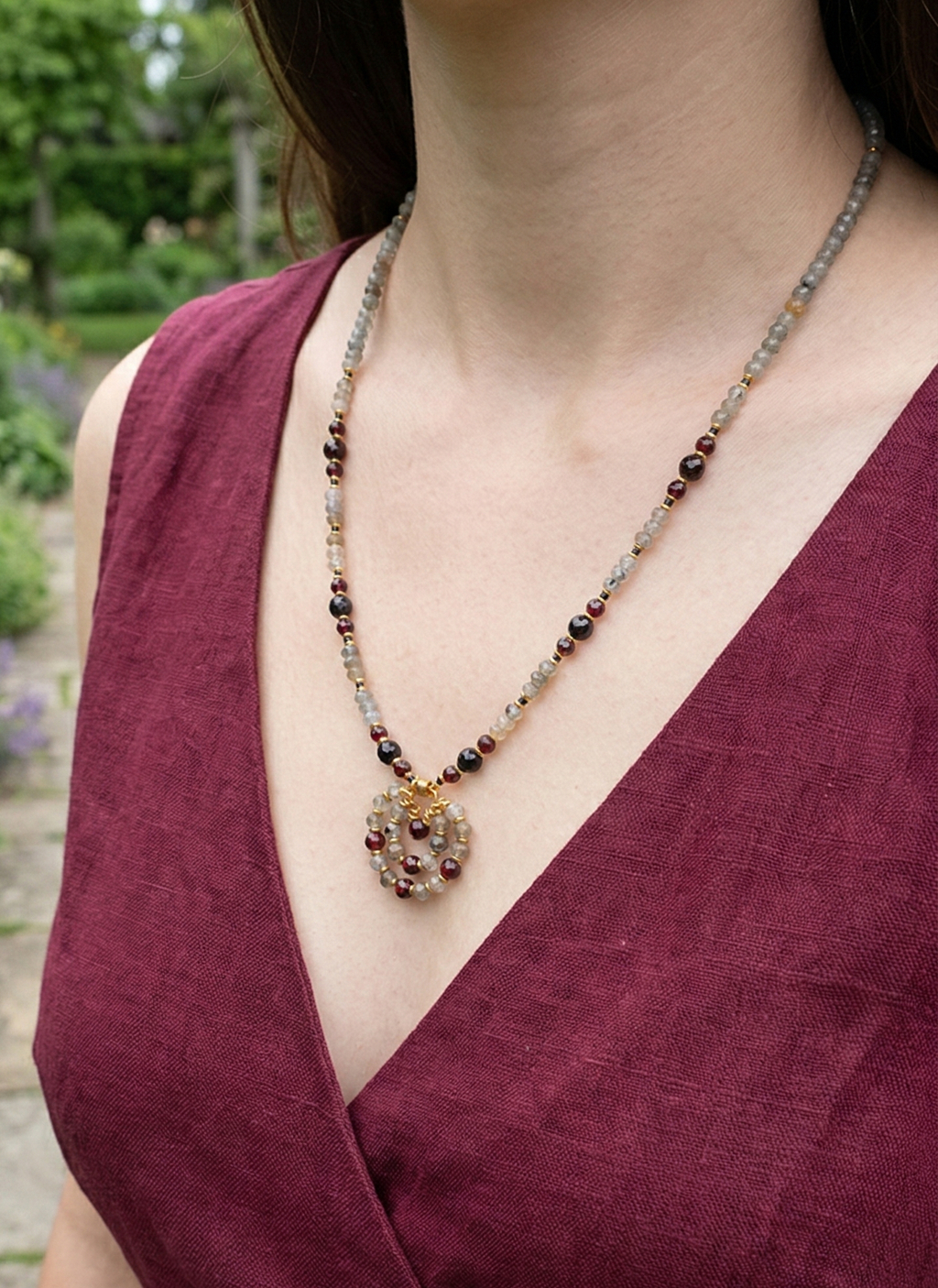 Mystic - Labradorite, Grenat & Acier Inoxydable