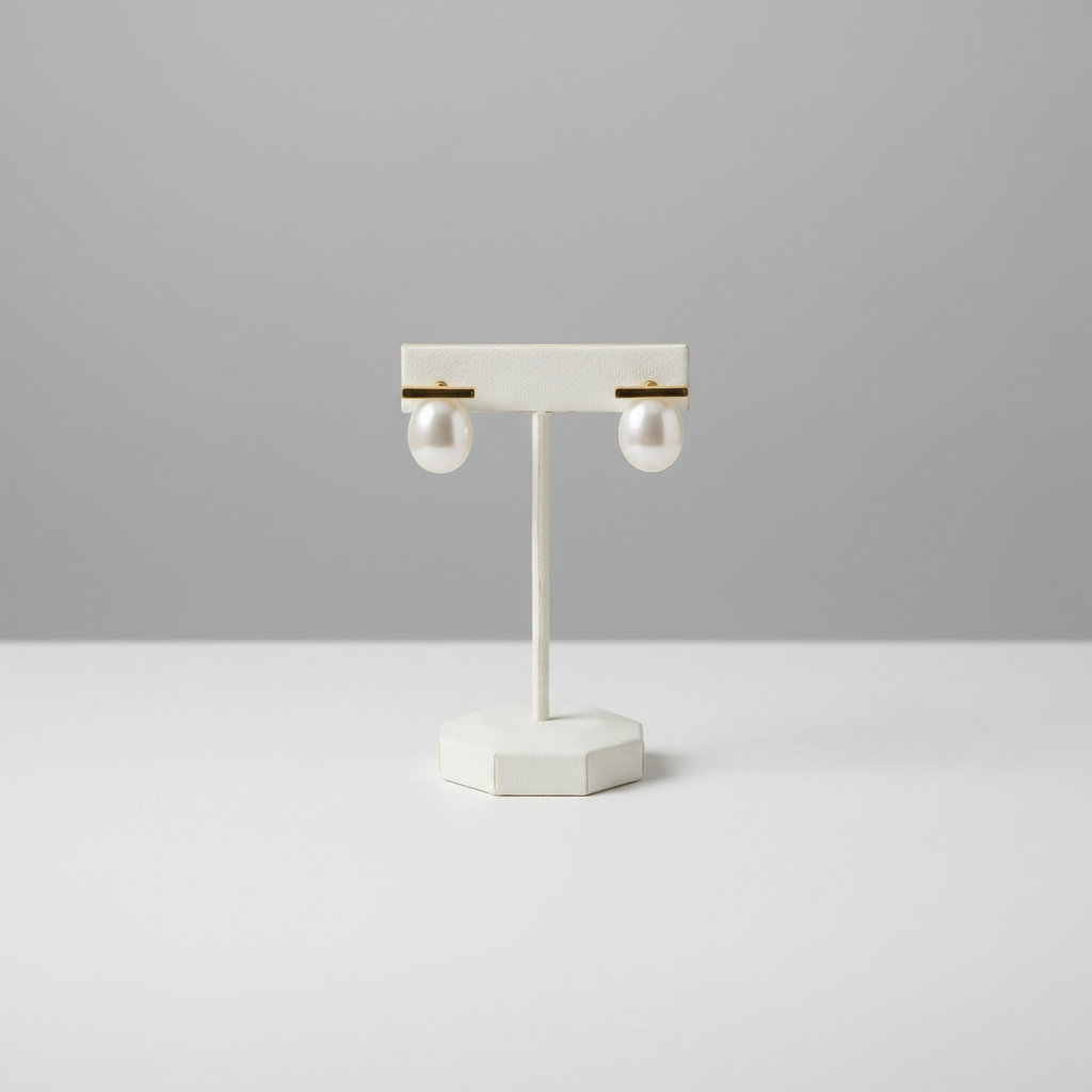Golden Bar Drop - Perle & Argent Plaqué Or 18K