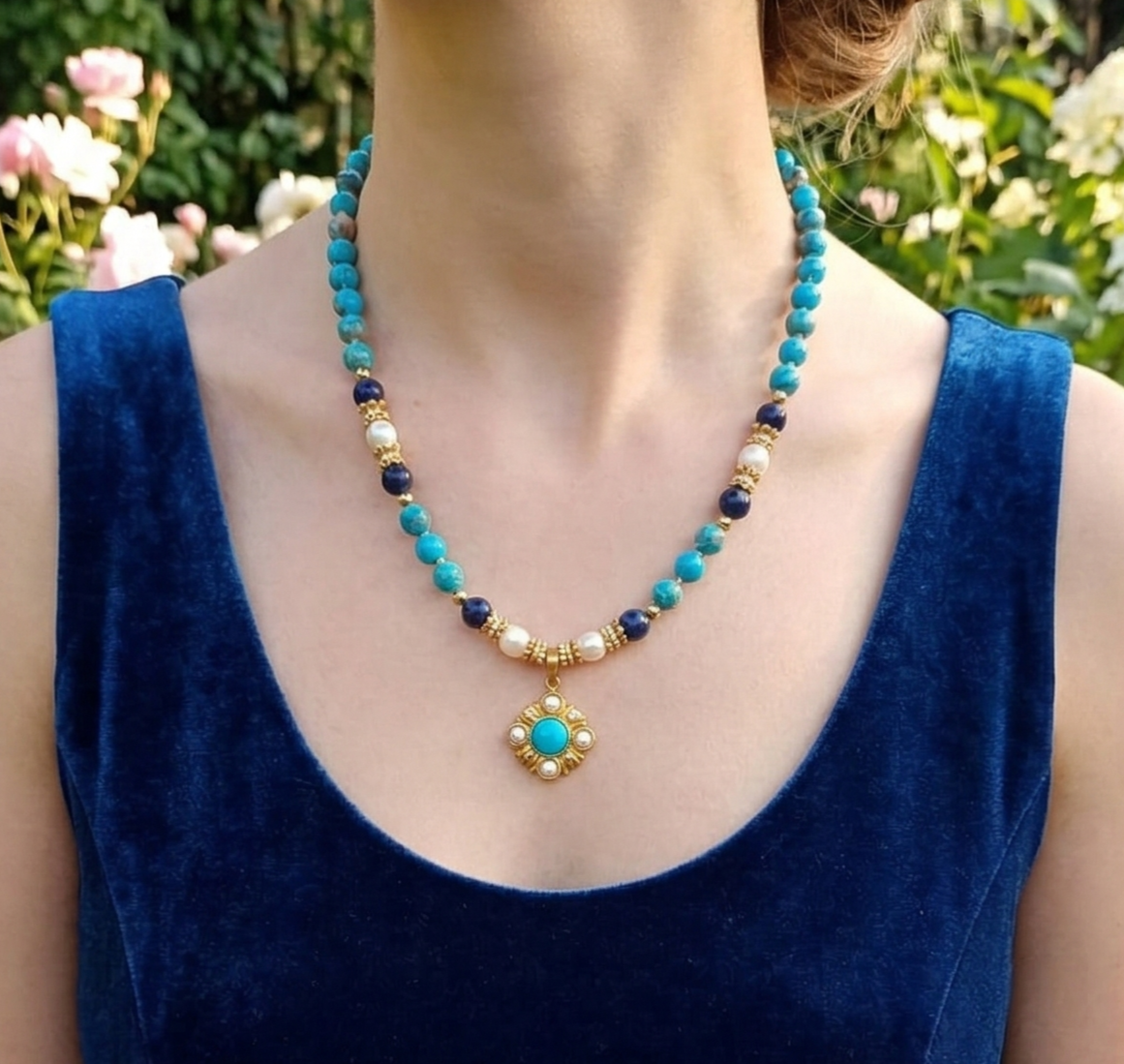 Lumière D'Azur - Perles De Culture, Lapis-Lazuli & Acier Plaqué Or