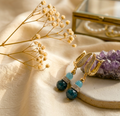 Boucles D'oreilles Apatite Bleue & Zirconium – Argent Plaqué Or 18k