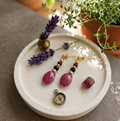 Boucles d'Oreilles "Éclat de Rubis"- Jade naturel facettées, Spinelle  & Grenat - Plaqué Or