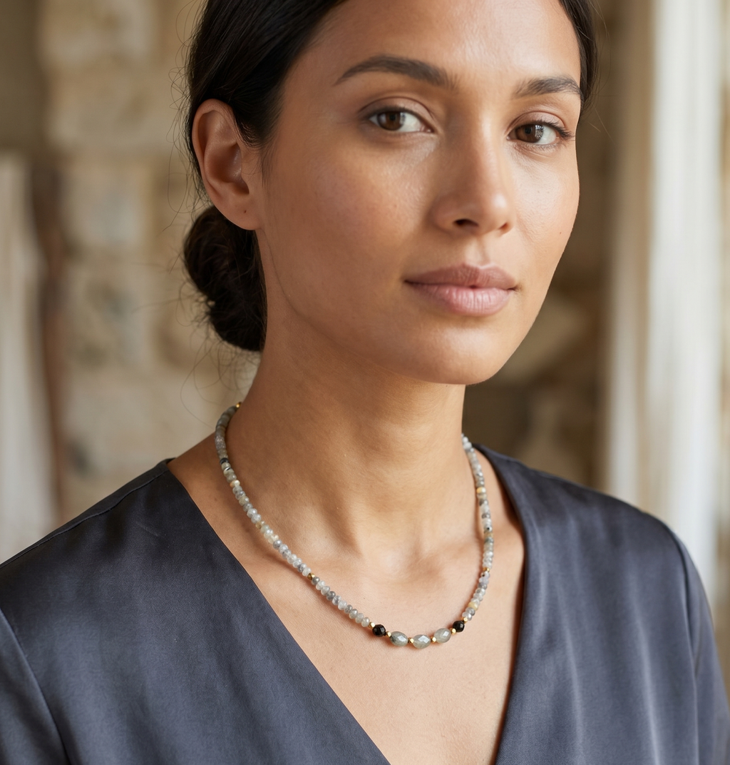 Collier Mystique - Labradorite & Acier Inoxydable