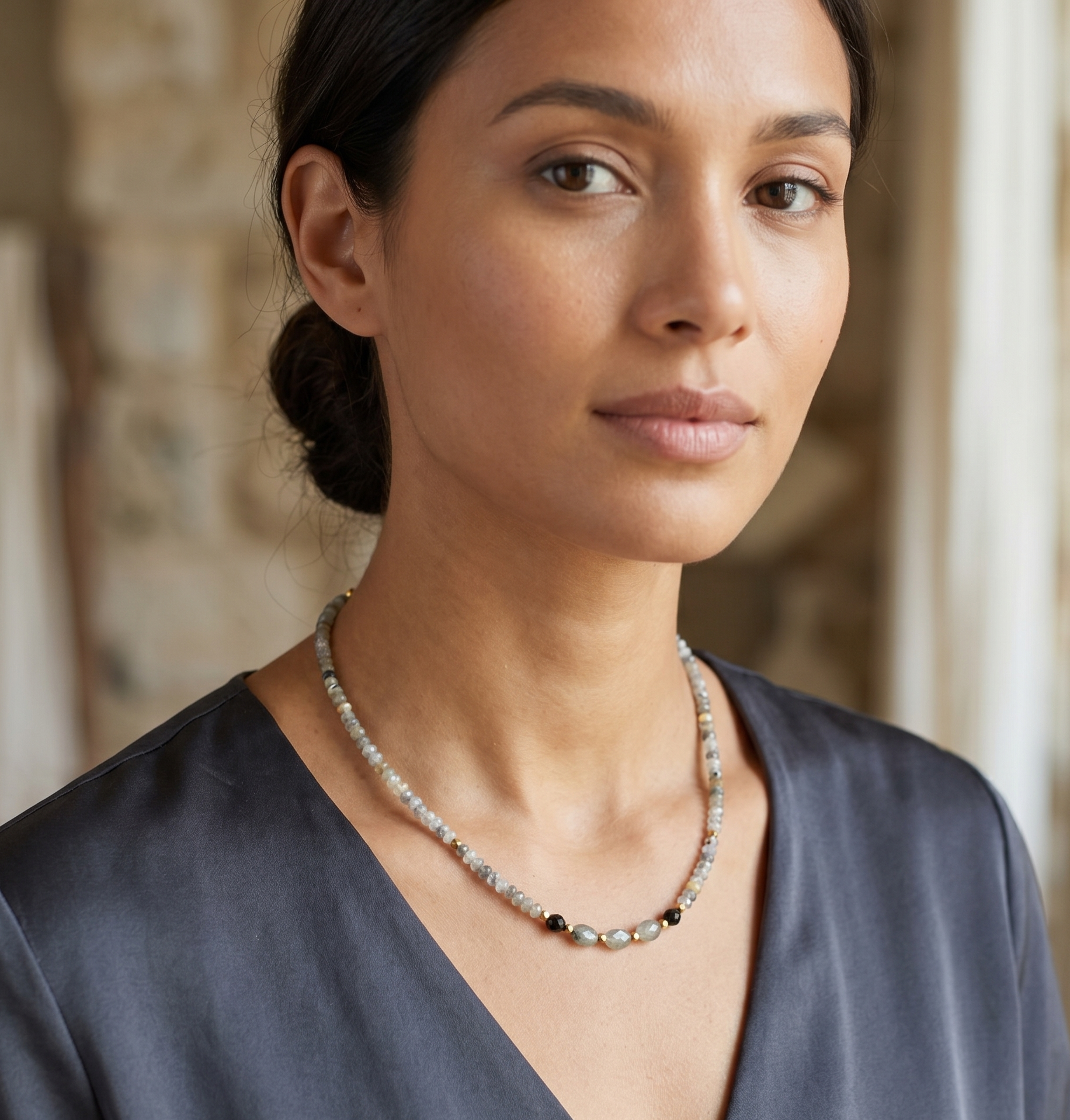 Collier Mystique - Labradorite & Acier Inoxydable
