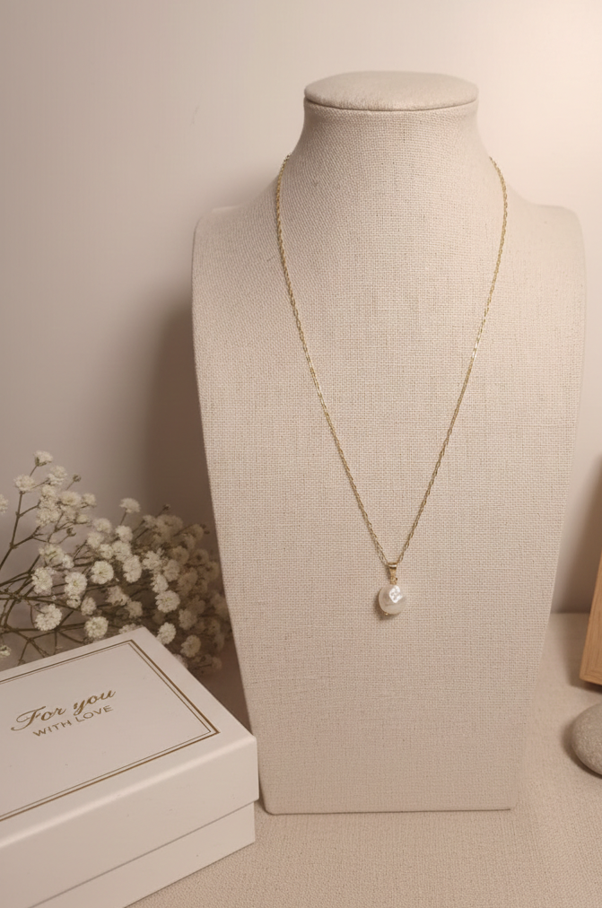 Pearl Paperclip Drop - Perle Naturelle & Argent S925 Plaqué Or