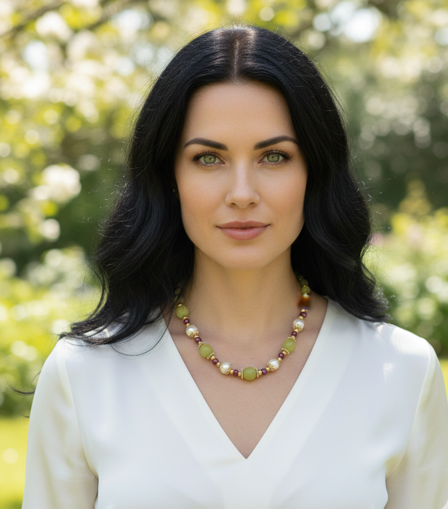 Lemon Harmony Collier- Jade Citron, Laiton Argent plaquée Or et Argent S925