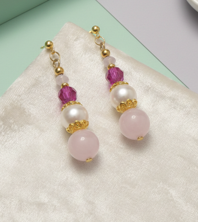 Garden Romance Ensemble- Quartz Rose & Argent S925 Doré