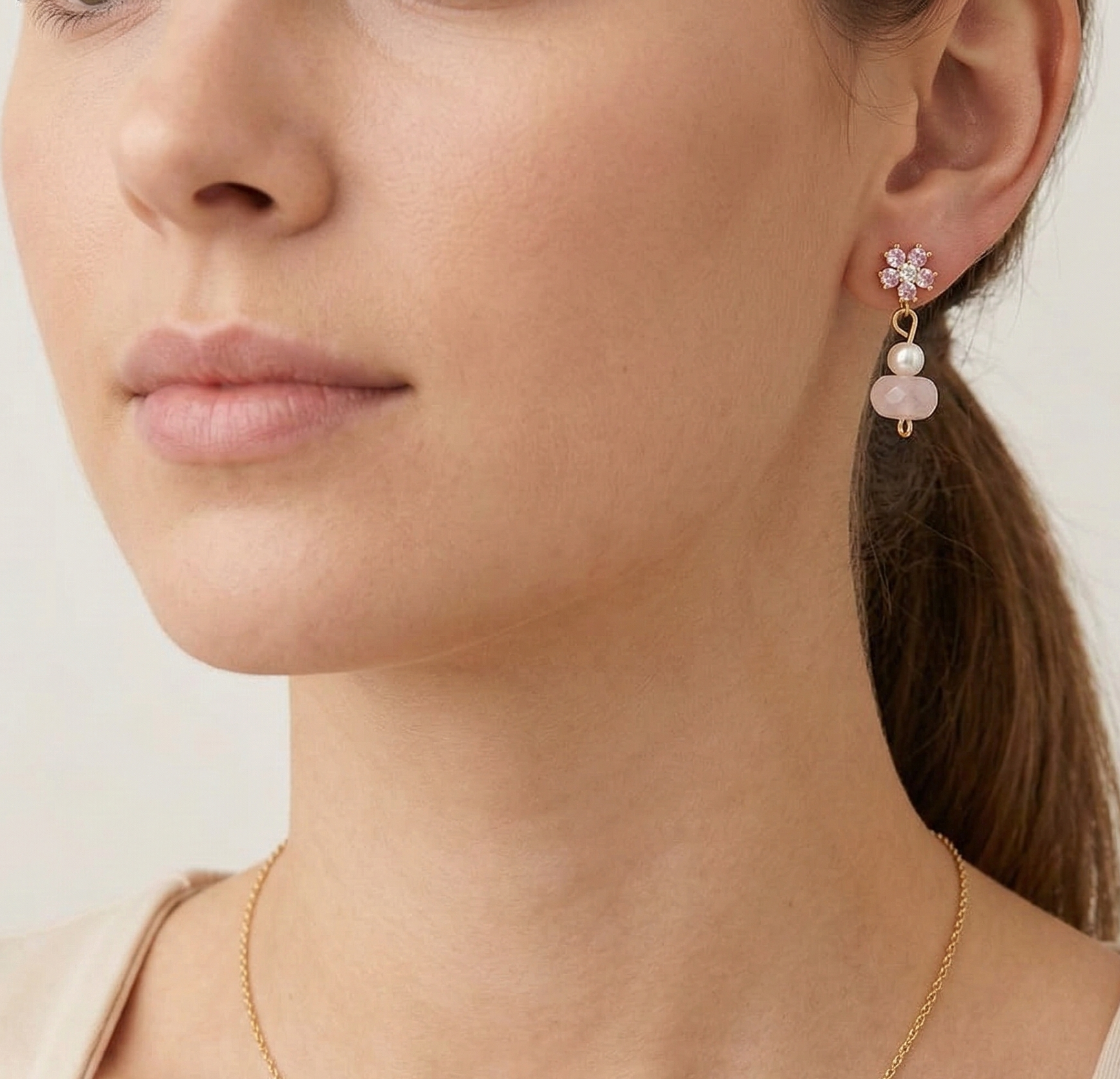 Romantic Bloom - Quartz Rose, Zirconia Rose & Argent S925