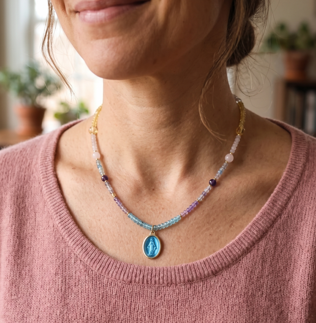 Médaille Miraculeuse & Énergies de Guérison, Protection et Amour & Acier Inoxydable Plaqué Or