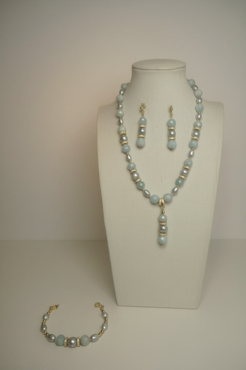 Ocean Serenity Parure - Aigue-Marine & Plaqué Or