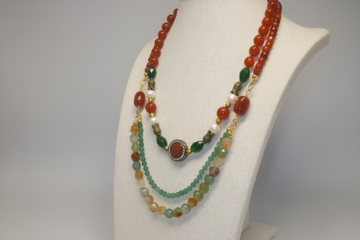 Mediterranean Heritage Collier - Agate & Plaqué Or 18K