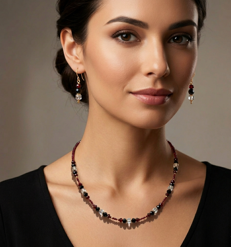 Parure Élégance - Topaze, Grenat & Argent 925