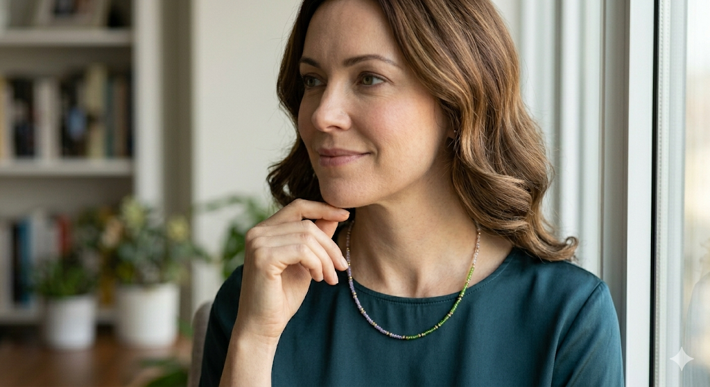 Collier en labradorite grade A, perles Miyuki multicolores & Laiton Plaqué Or 18K