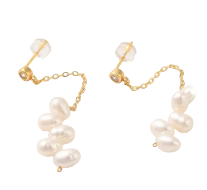 Pearl Elegance Drop - Perle D’Eau Douce Naturelle & Argent Plaqué Or 18K