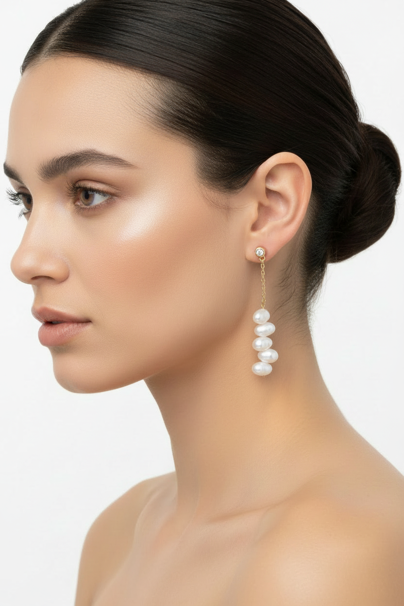 Pearl Elegance Drop - Perle D’Eau Douce Naturelle & Argent Plaqué Or 18K