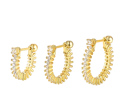 Set de 3 Bijoux d'Oreille - Diamants & Argent S925 Doré
