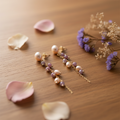 Boucles d'Oreilles - Lépidolite, Perles d'Eau Douce & Or 14k