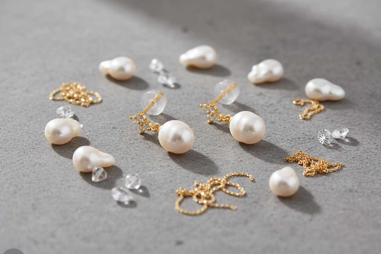Oval Pearl Drop - Perle D’Eau Douce Naturelle & Argent Plaqué Or 18K