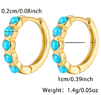 Turquoise Boho Hoops - Turquoise Synthétique & Argent S925 Plaqué Or