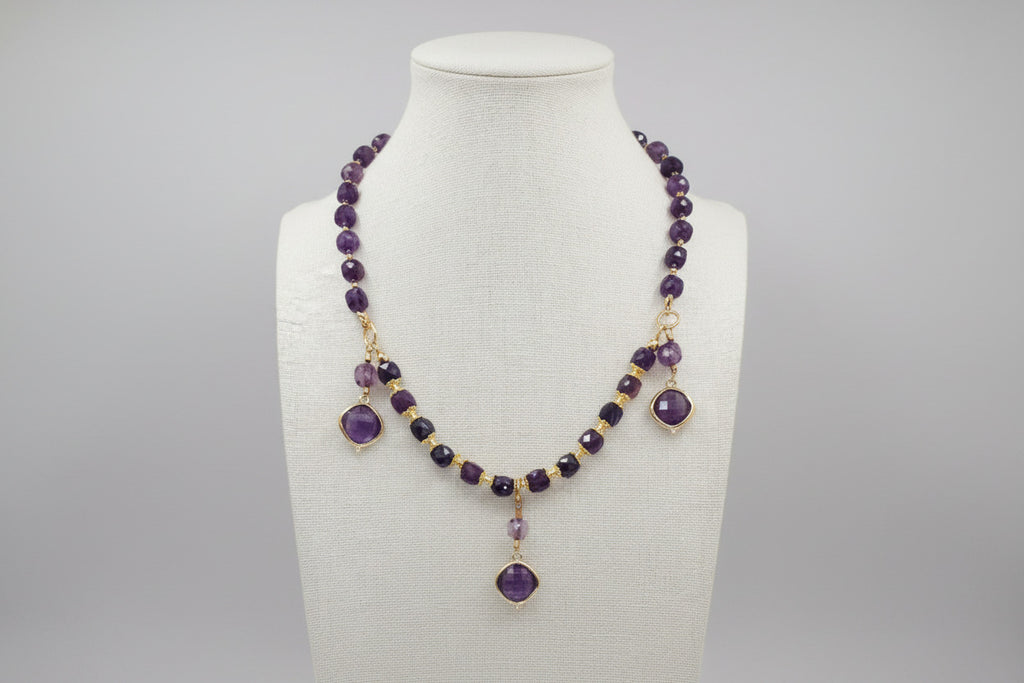 Violet Majesty - Améthyste Naturelle & Argent Plaqué Or