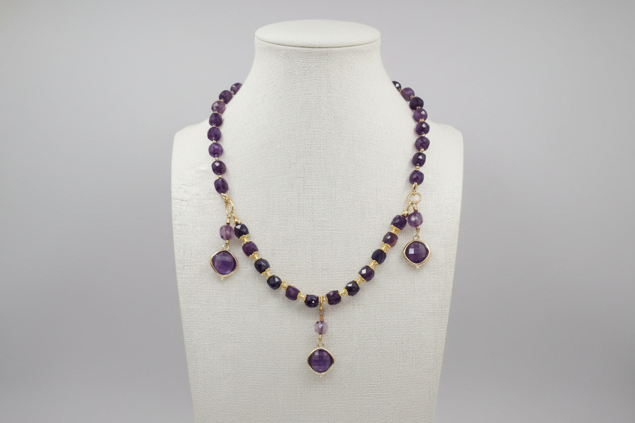 Violet Majesty - Améthyste Naturelle & Argent Plaqué Or