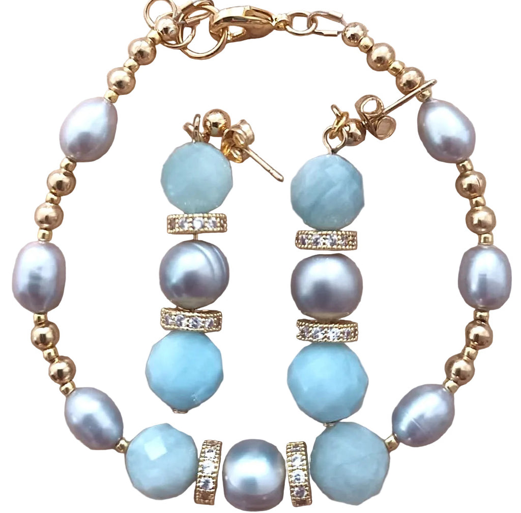 Ocean Serenity Parure - Aigue-Marine & Plaqué Or