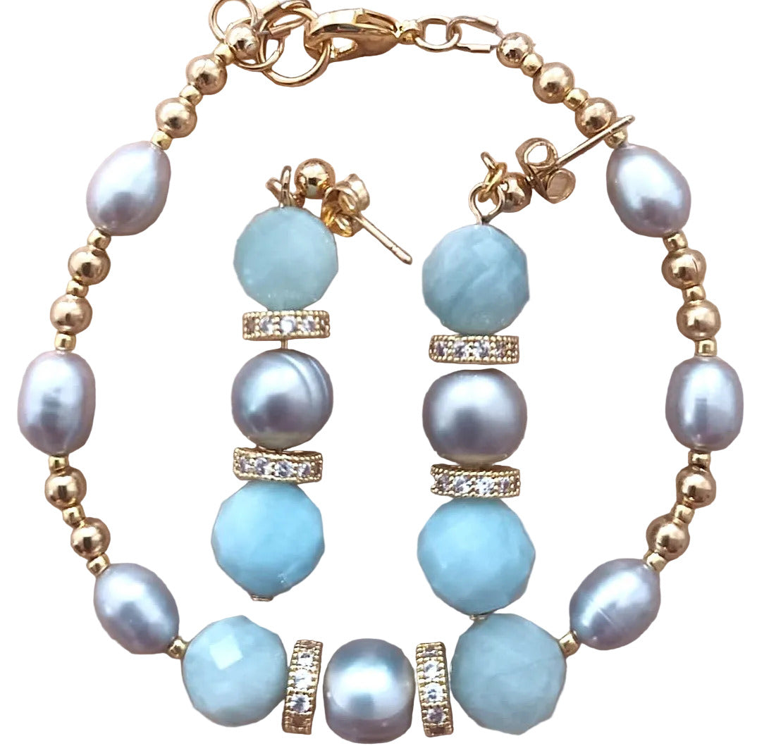 Ocean Serenity Parure - Aigue-Marine & Plaqué Or