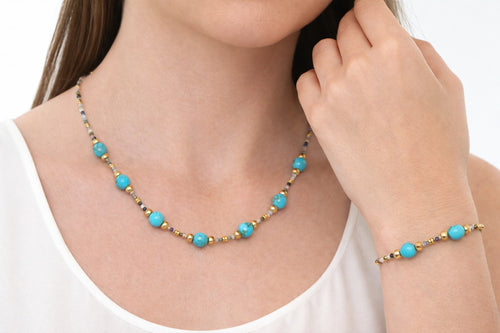 Azure Radiance - Howlite Turquoise & Plaqué Or
