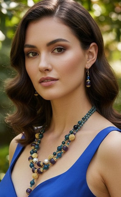 Apatite & Amethyst Ensemble- Pierres Naturelles & Argent S925