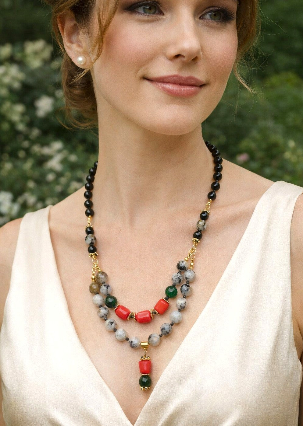 Contrasts Of The Earth - Opale Africaine, Corail & Plaqué Or 18K