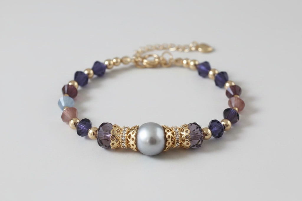 Ensemble Imperial Sparkle – Spinelle Multicolore, Perles Grises De Mer & Plaqué Or 18K