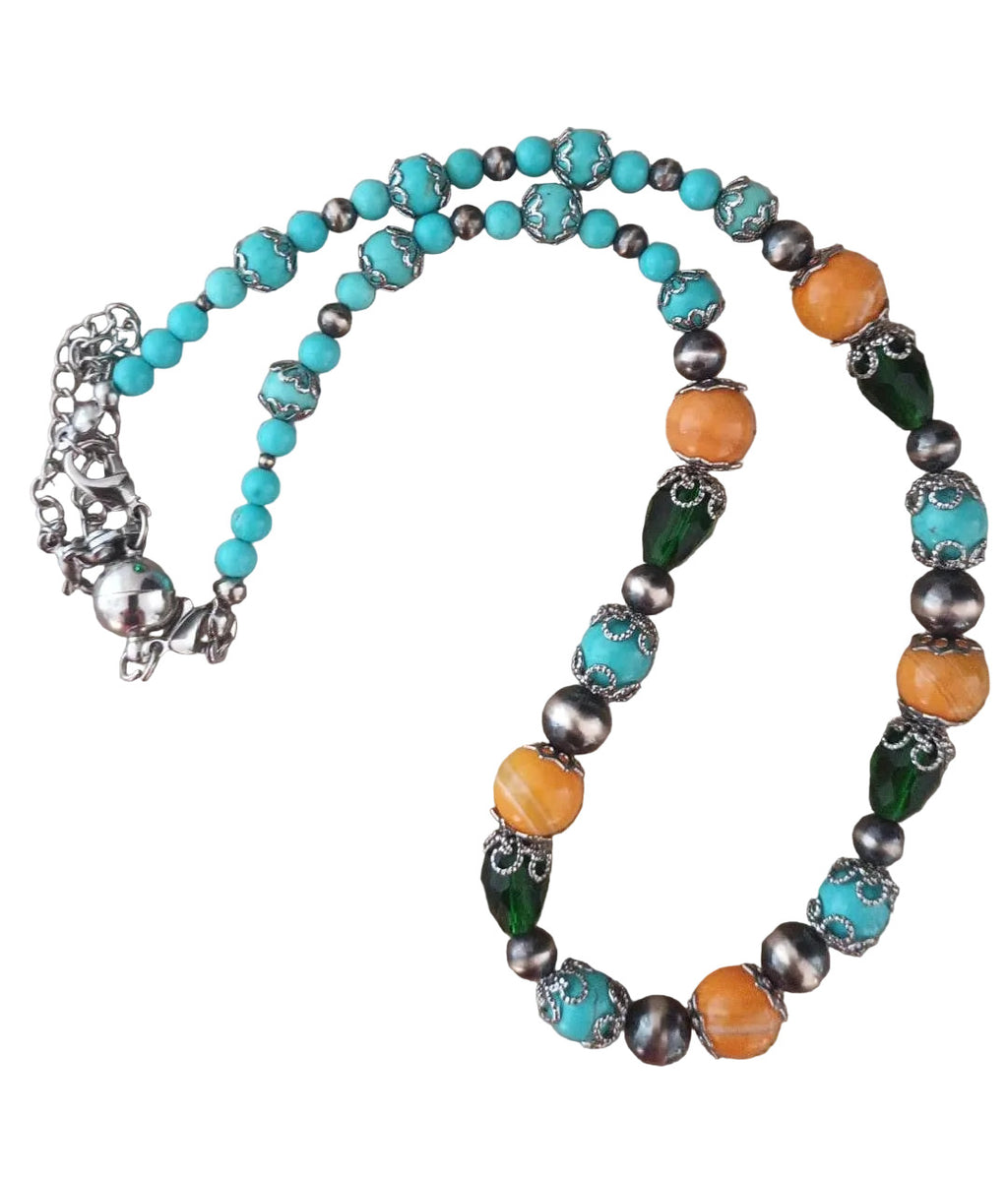 Magnifique collier Amérindien Spirit - Perles Navajo Argent et Bumblebee -Argent S925