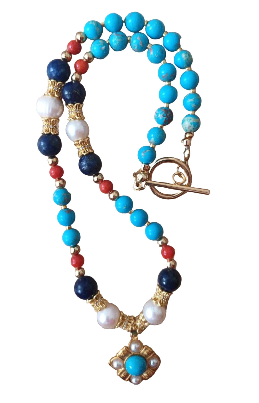 Azure - Perles De Culture, Lapis-Lazuli & Acier Plaqué Or 18K