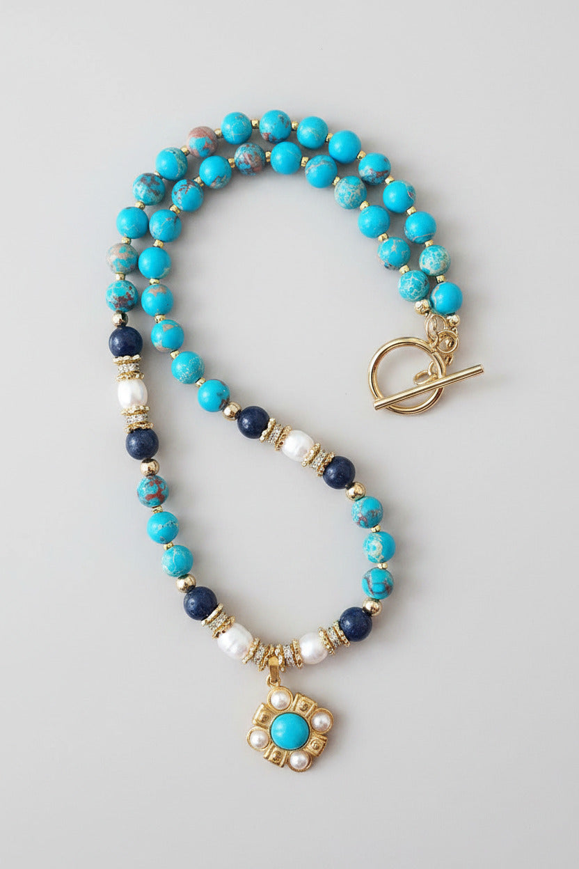 Lumière D'Azur - Perles De Culture, Lapis-Lazuli & Acier Plaqué Or