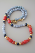 Angelite & Lapis Lazuli - Pierres Naturelles & Laiton Plaque D'or