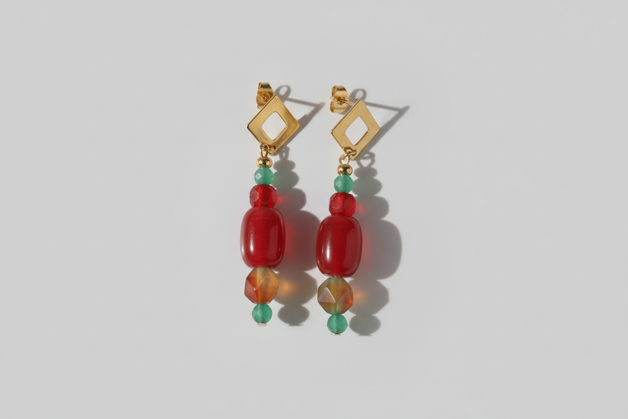 Solar Radiance - Agate Rouge, Aventurine & Acier Plaqué Or