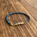 Bracelet - Lapis-Lazuli Facetté & Zirconium - Laiton Plaqué Or