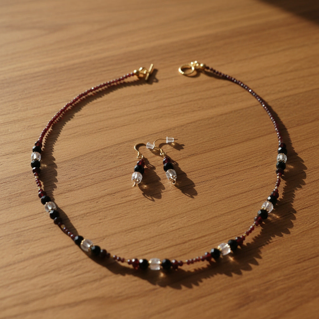 Parure Élégance - Topaze, Grenat & Argent 925